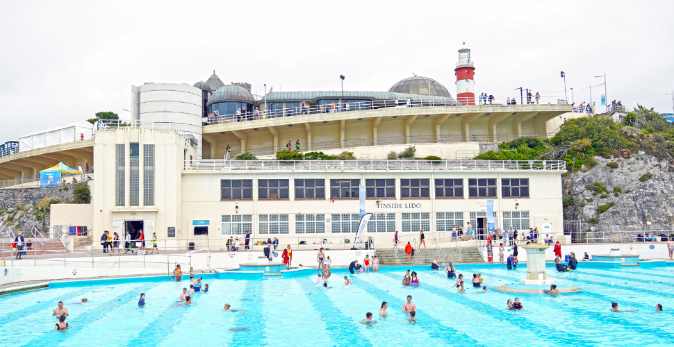 Swimmers at Tinside Lido in Plymouth