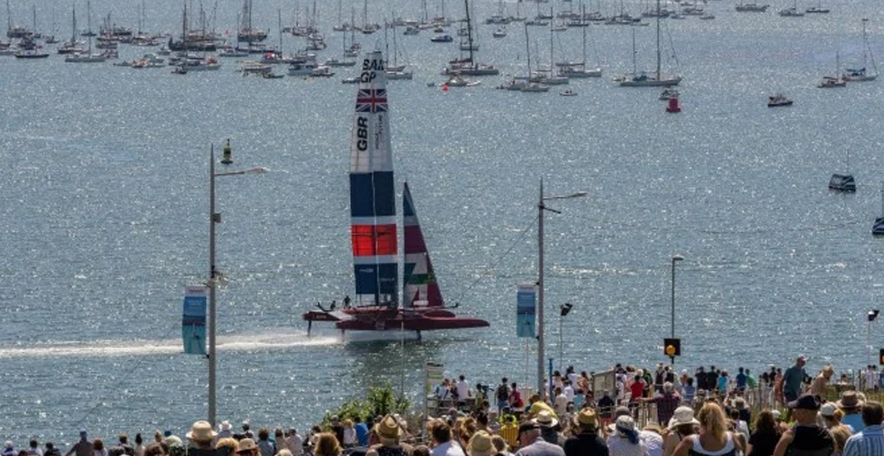 SailGP Great Britain F50 Catamaran in Plymouth Sound