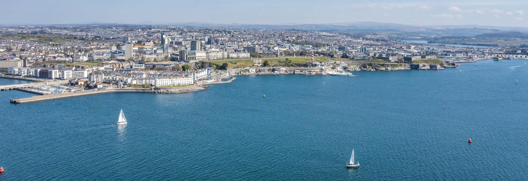 Aerial view of Plymouth Sound