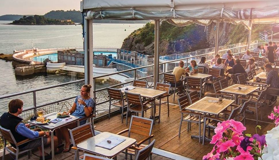 People sitting outside at the Terrace Cafe